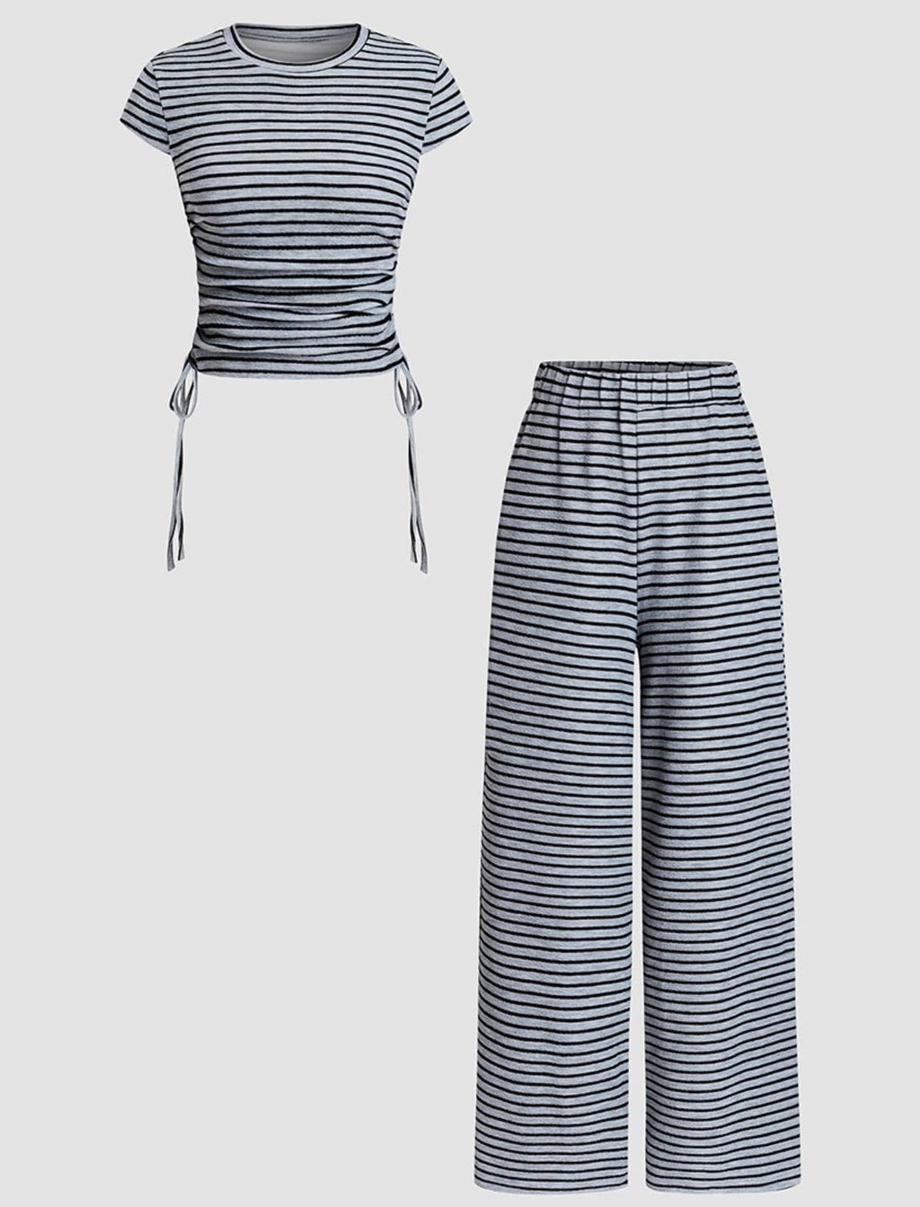 Striped Shirt Pants Set