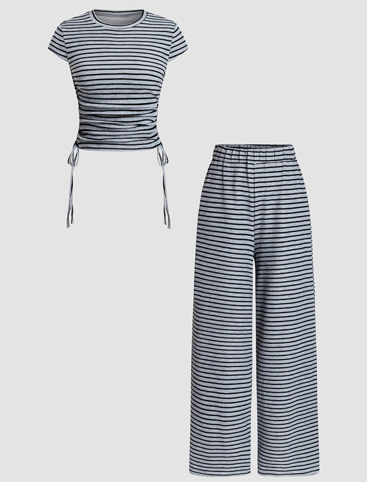 Striped Shirt Pants Set
