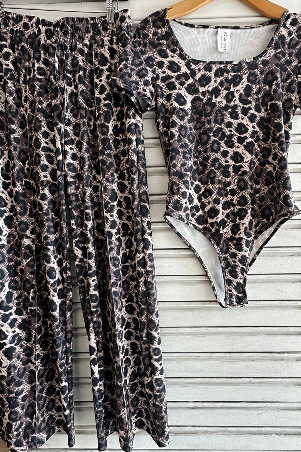 Leopard Body Suit & Flare Pants