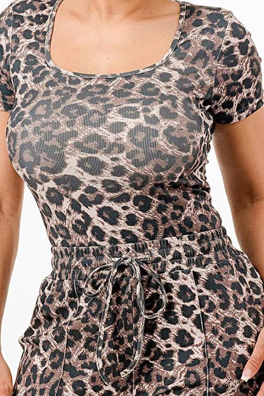 Leopard Body Suit & Flare Pants