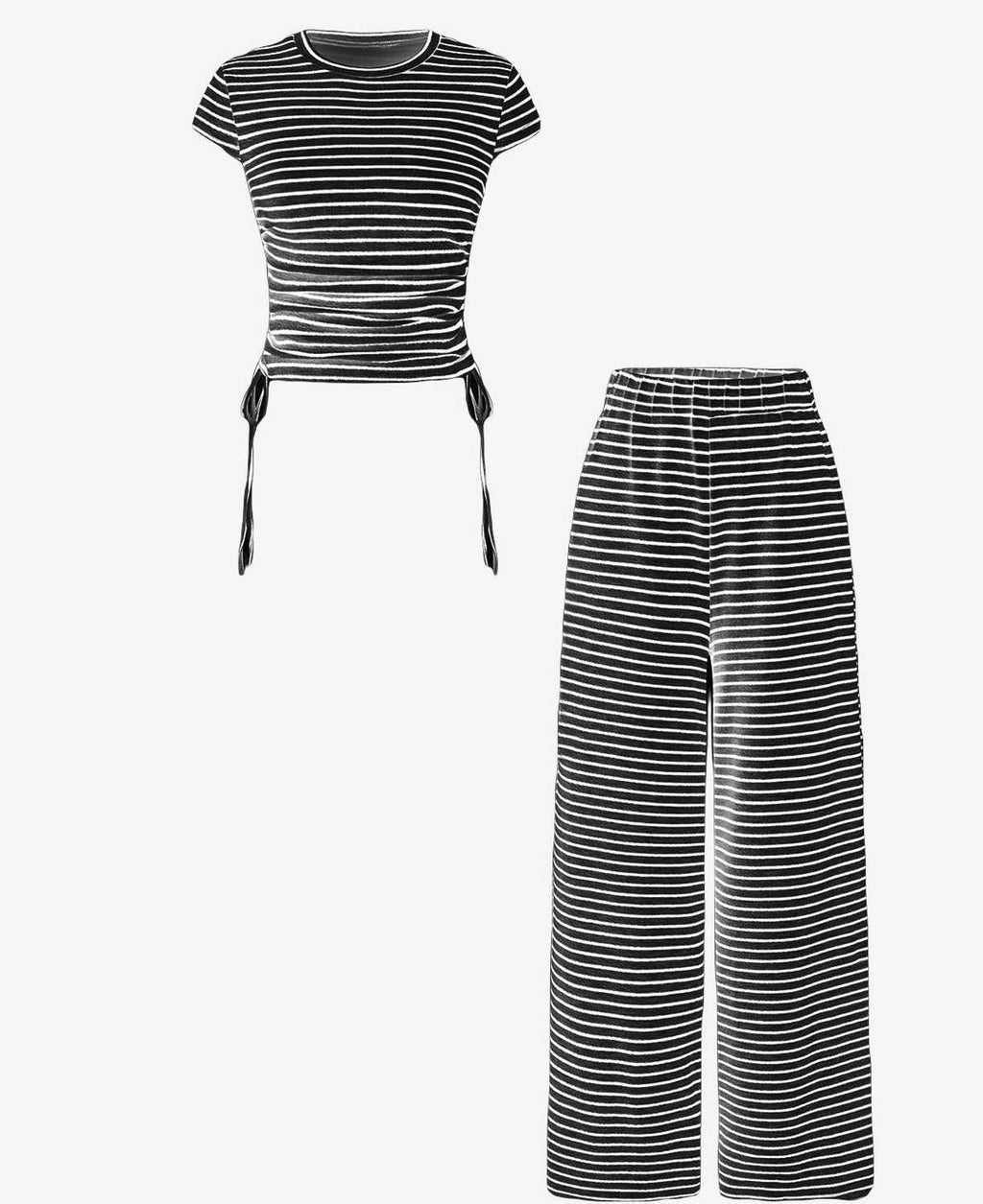 Striped Shirt Pants Set