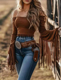 One-Shoulder Fringe Top
