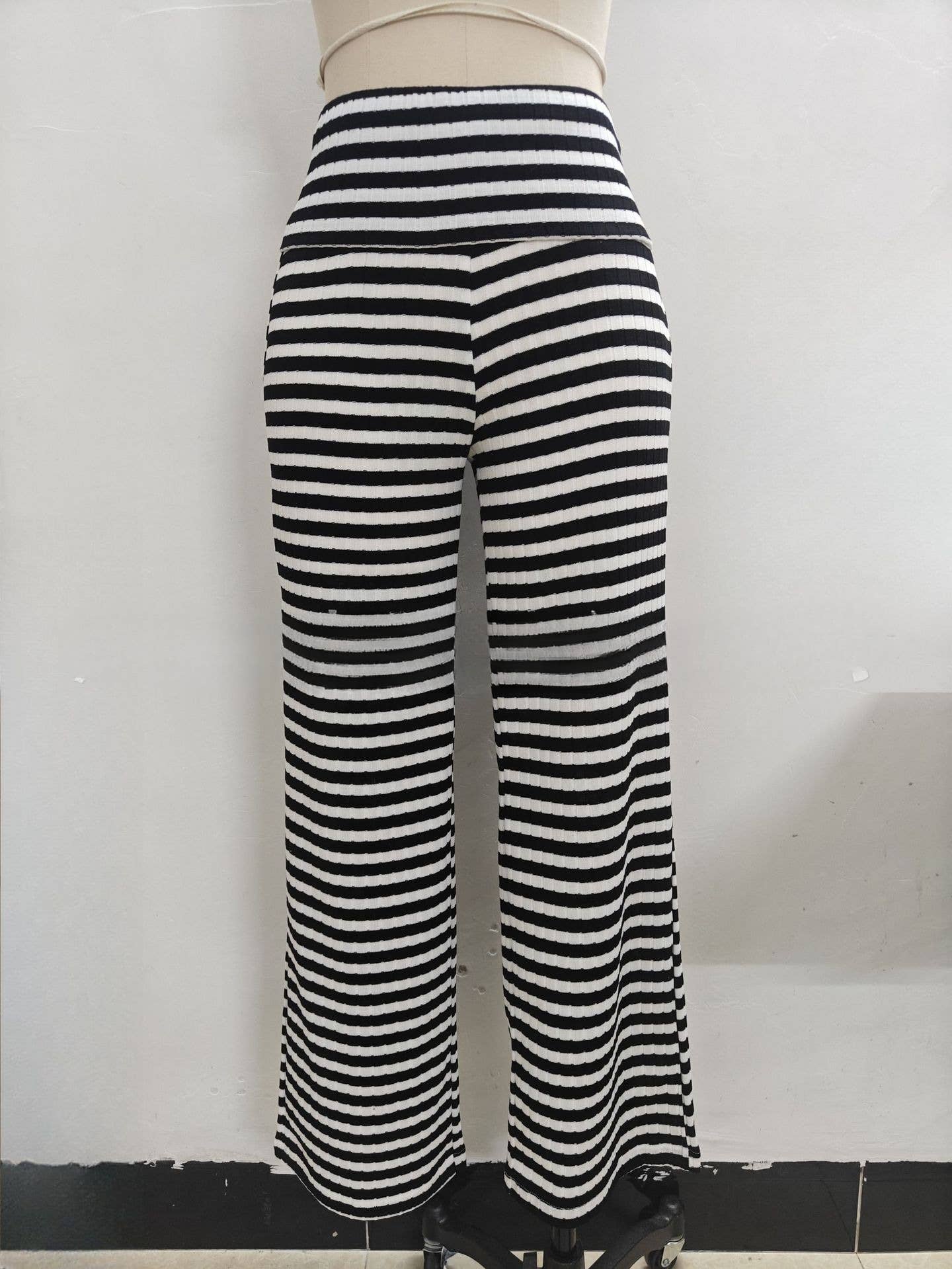 Turn-up Folded Striped Pants